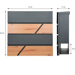 Boîte aux lettres moderne en acier anthracite imitation bois murale avec 2 clés^Ml-Design