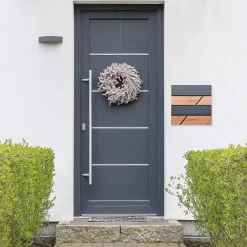 Boîte aux lettres moderne en acier anthracite imitation bois murale avec 2 clés^Ml-Design