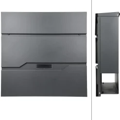 Boîte aux lettres murale anthracite avec 2 clés compartiment à journaux moderne^Ml-Design