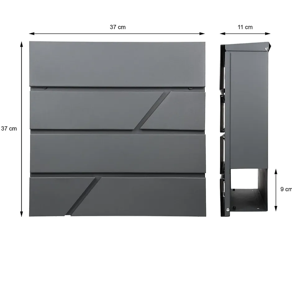 Boîte aux lettres murale anthracite avec 2 clés compartiment à journaux postale^Ml-Design Sale