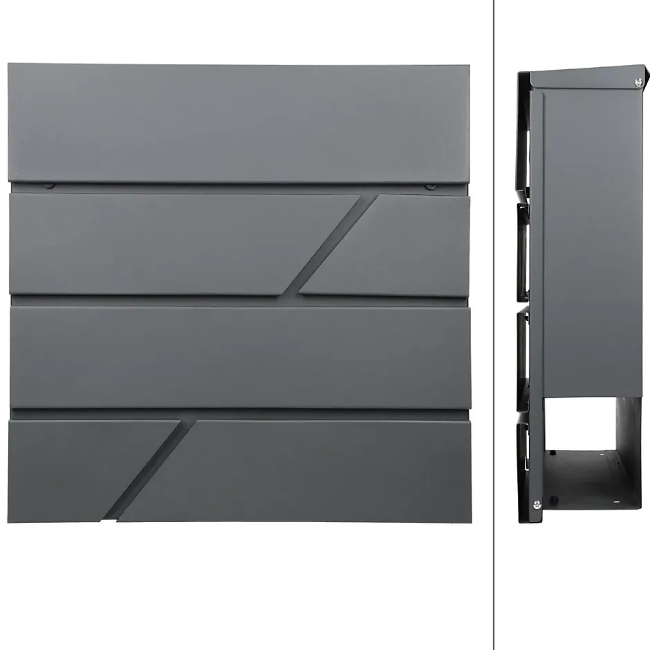 Boîte aux lettres murale anthracite avec 2 clés compartiment à journaux postale^Ml-Design Sale