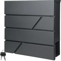 Boîte aux lettres murale anthracite avec 2 clés compartiment à journaux postale^Ml-Design Sale