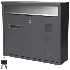 Boîte aux lettres murale avec porte-journaux acier inoxydable anthracite moderne-Ml-Design Online