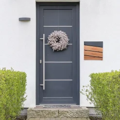 Boîte aux lettres murale anthracite design bois avec 2 clés inclus 11x37x26,5 cm^Ml-Design Clearance