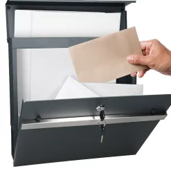 Boîte aux lettres murale en acier anthracite avec compartiment à lettres 2 clés^ECD Germany Best