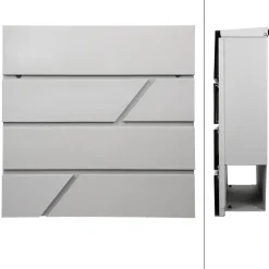 Boîte aux lettres murale gris clair avec 2 clés compartiment à journaux postale-Ml-Design Outlet