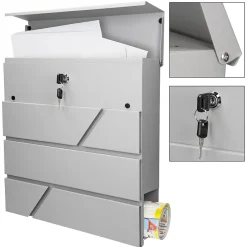 Boîte aux lettres murale gris clair avec 2 clés compartiment à journaux postale-Ml-Design Outlet