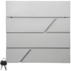 Boîte aux lettres murale gris clair avec 2 clés compartiment à journaux postale-Ml-Design Outlet