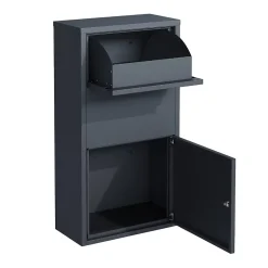 Boîte aux Lettres Murale Gris en acier Galvanisé, Double Ouverture et Serrure Cylindre-Couleurs Du Monde Sale