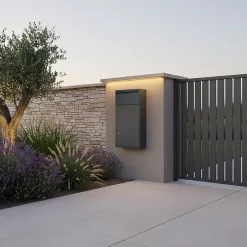 Boîte aux Lettres Murale Gris en acier Galvanisé, Double Ouverture et Serrure Cylindre-Couleurs Du Monde Sale