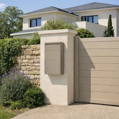 Boîte aux lettres murale taupe en acier galvanisé avec cylindre de sécurité et 2 clés-Couleurs Du Monde Best