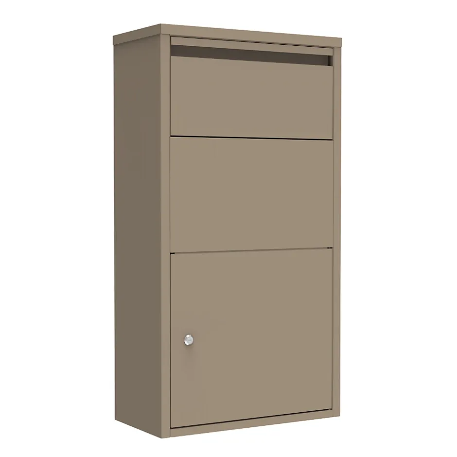 Boîte aux lettres murale taupe en acier galvanisé avec cylindre de sécurité et 2 clés-Couleurs Du Monde Best