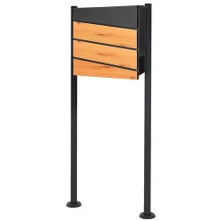 Boîte aux lettres sur pieds boîte postale anthracite et design bois avec support-Ml-Design Outlet