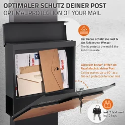 Boîte aux lettres sur pied boîte postale anthracite/aspect bois avec support^Ml-Design Sale