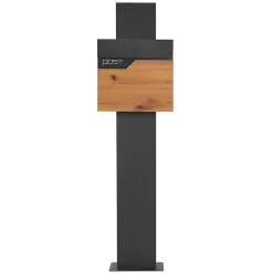 Boîte aux lettres sur pied boîte postale anthracite/aspect bois avec support^Ml-Design Sale