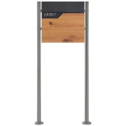 Boîte aux lettres sur pieds boîte postale anthracite/aspect bois +support argent^Ml-Design Clearance