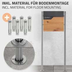 Boîte aux lettres sur pieds boîte postale anthracite/aspect bois +support argent^Ml-Design Clearance