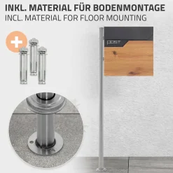 Boîte aux lettres sur pied piedestal boîte postale anthracite/aspect bois modern^Ml-Design New