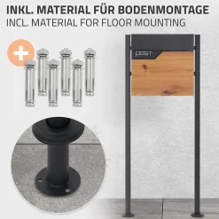 Boîte aux lettres sur pieds boîte postale anthracite imitation bois avec support^Ml-Design Outlet