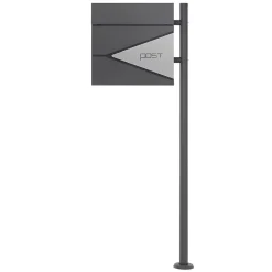 Boîte aux lettres sur une pied boîte postale en acier anthracite/argent moderne^Ml-Design Online