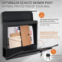 Boîte aux lettres sur une pied boîte postale en acier anthracite/argent moderne^Ml-Design Online