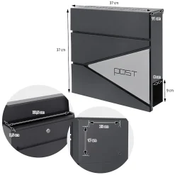 Boîte aux lettres sur une pied boîte postale en acier anthracite/argent moderne^Ml-Design Online