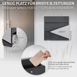 Boîte aux lettres sur une pied boîte postale en acier anthracite/argent moderne^Ml-Design Online