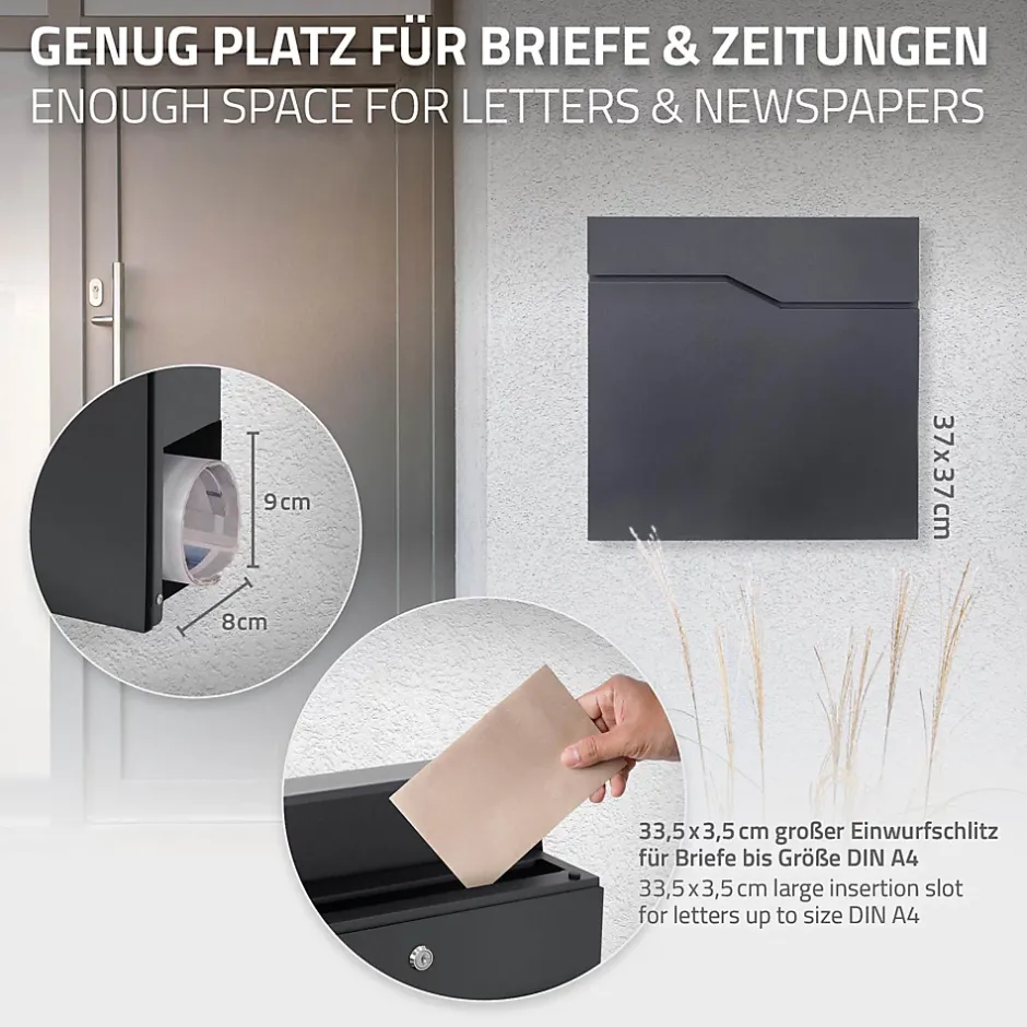 Boîte aux lettres sur une pied argent boîte postale anthracite moderne 37x11 cm^Ml-Design Outlet