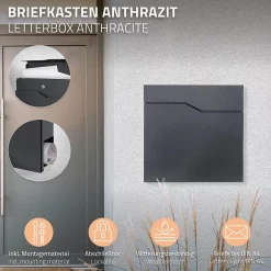 Boîte aux lettres sur une pied argent boîte postale anthracite moderne 37x11 cm^Ml-Design Outlet