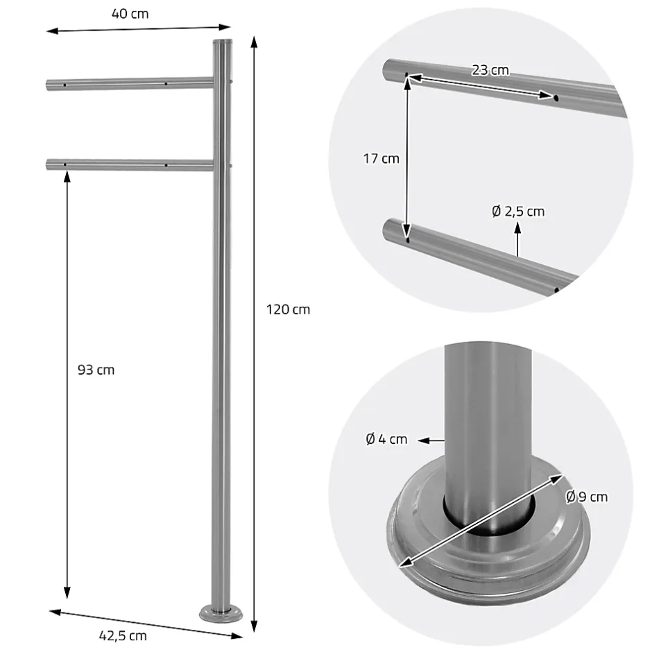 Boîte aux lettres sur une pied argent boîte postale anthracite moderne 37x11 cm^Ml-Design Outlet