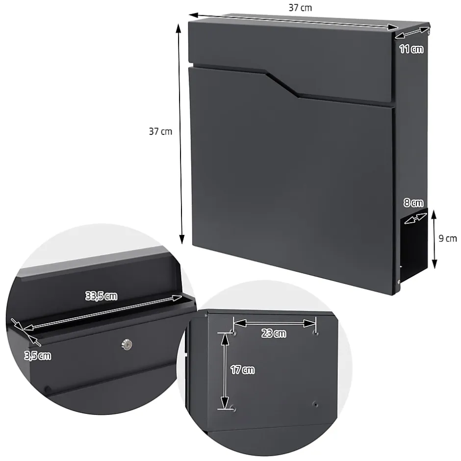 Boîte aux lettres sur une pied argent boîte postale anthracite moderne 37x11 cm^Ml-Design Outlet