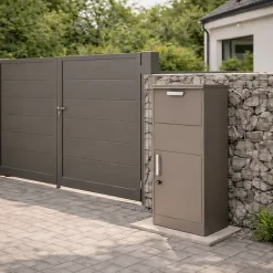 Boîte aux lettres taupe avec compartiment colis en acier galvanisé et double clés^Couleurs Du Monde