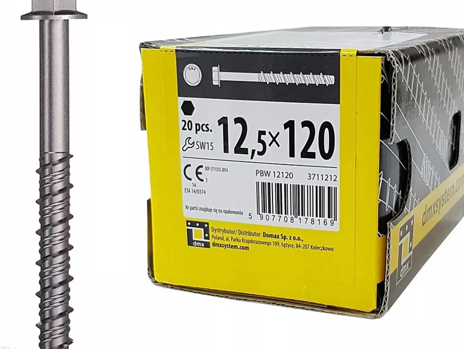 Boîte de 20 vis d'ancrage béton 12,5 x 120-Domax New