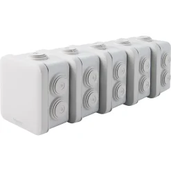 Boîte de dérivation carrée extérieure avec 7 passe-câbles et système de verrouillage 80 x 80 x 45 m vendue par 5 pièces^Schneider Electric Hot