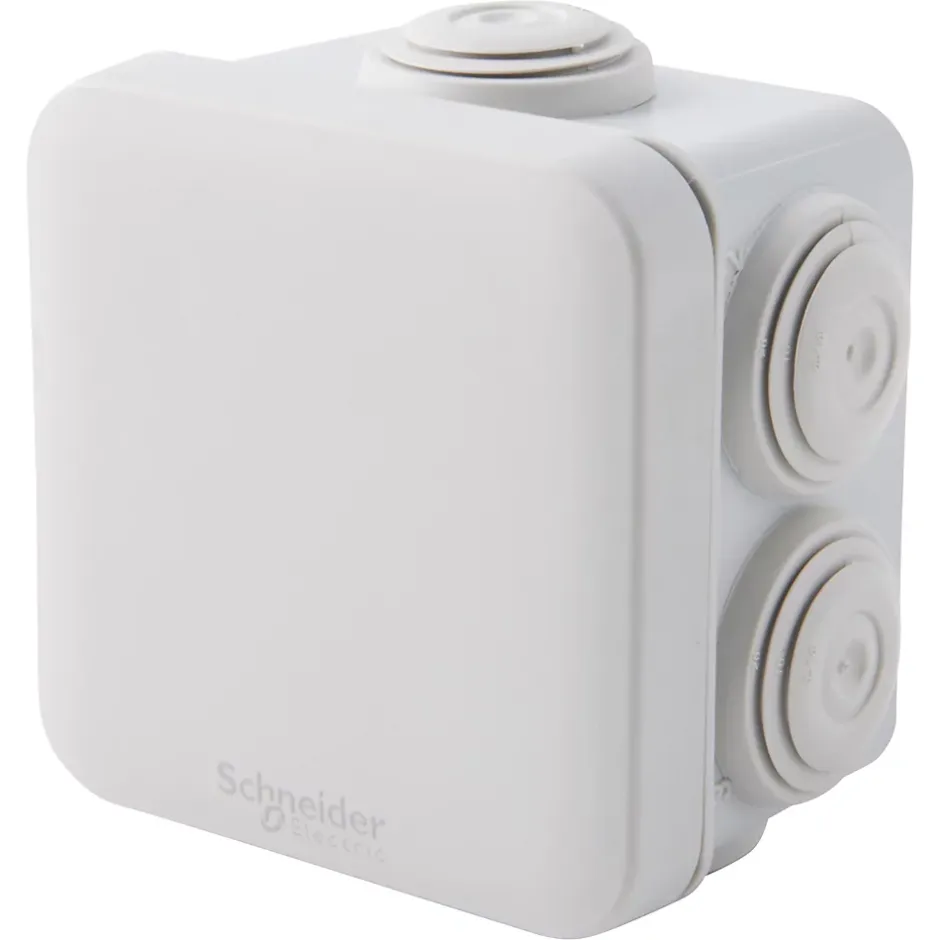 Boîte de dérivation carrée extérieure avec 7 passe-câbles et système de verrouillage 65 x 65 x 45 mm Mureva Box gris-Schneider Electric Online