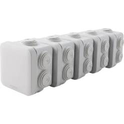 Boîte de dérivation carrée extérieure avec 7 passe-câbles et système de verrouillage 65 x 65 x 45 mm Mureva Box gris-Schneider Electric Online