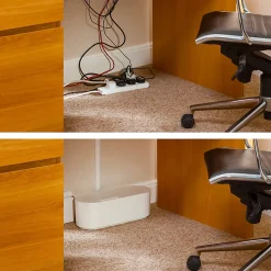 Boîte de rangement de câbles blanc L. 325 x l. 125 mm, bloc 4 prises-D-Line Outlet