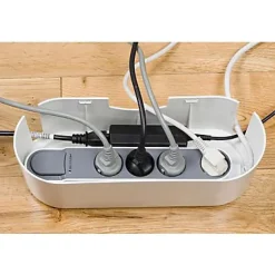 Boîte de rangement de câbles blanc L. 325 x l. 125 mm, bloc 4 prises-D-Line Outlet