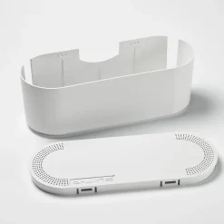 Boîte de rangement de câbles blanc L. 325 x l. 125 mm, bloc 4 prises-D-Line Outlet