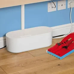 Boîte de rangement de câbles blanc L. 325 x l. 125 mm, bloc 4 prises-D-Line Outlet