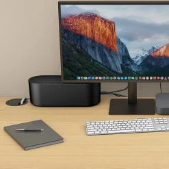 Boîte de rangement de câbles noir L. 325 x l. 125 mm, bloc 4 prises^D-Line Best