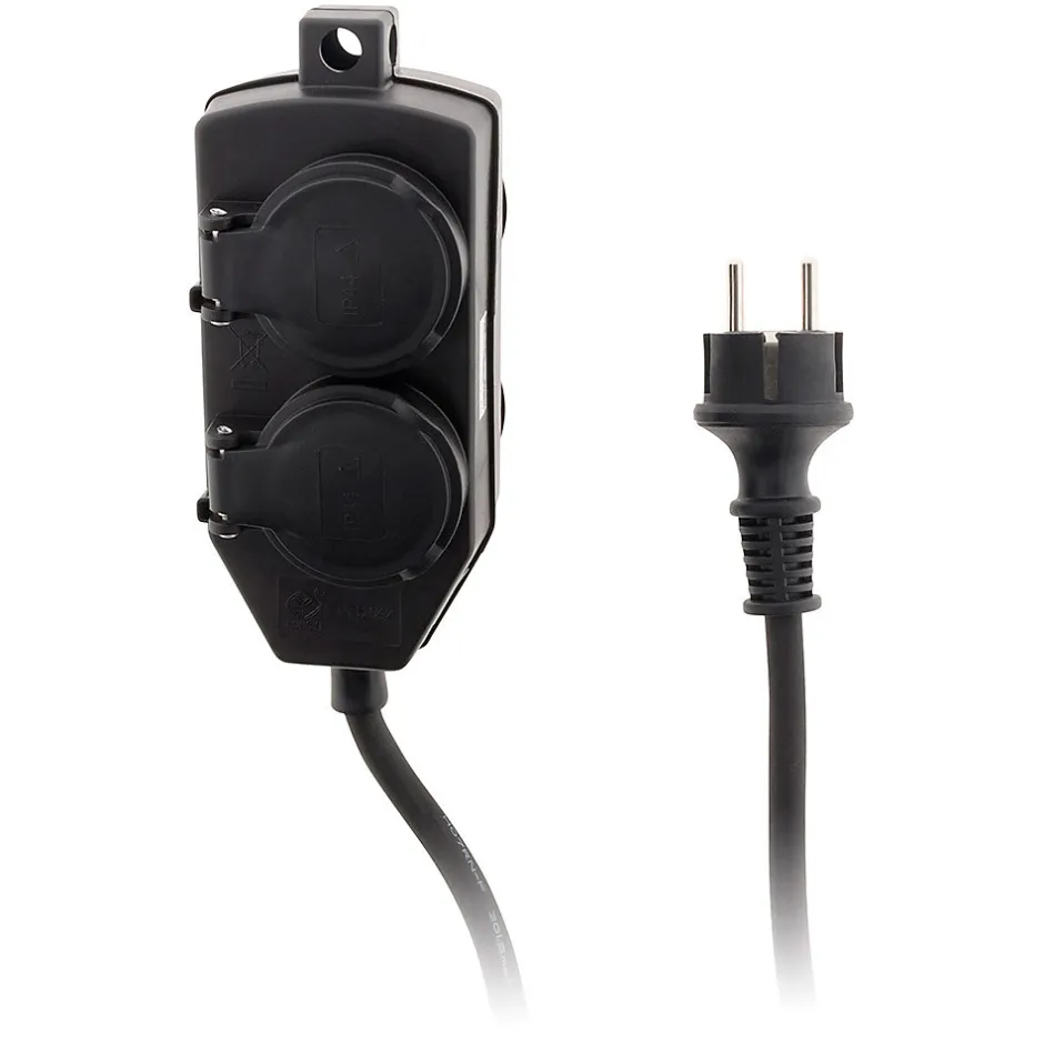 Boîtier de dérivation 4 prises IP44 5m - Noir --Zenitech Sale