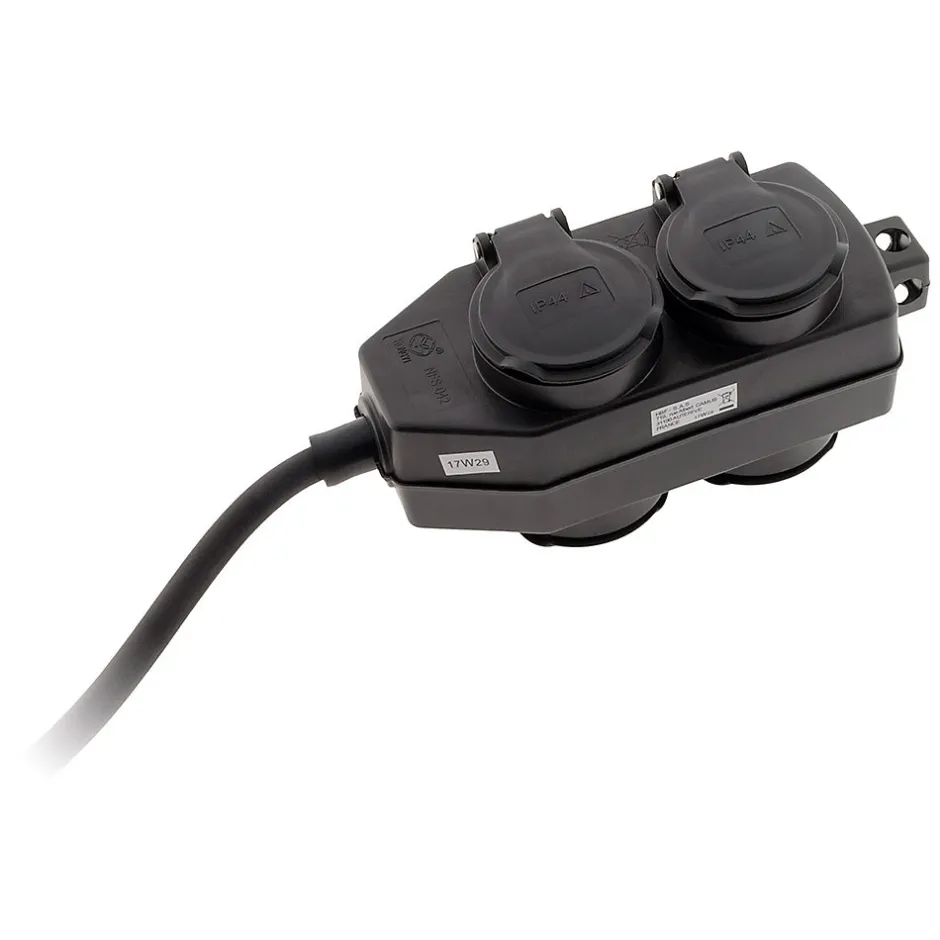 Boîtier de dérivation 4 prises IP44 5m - Noir --Zenitech Sale
