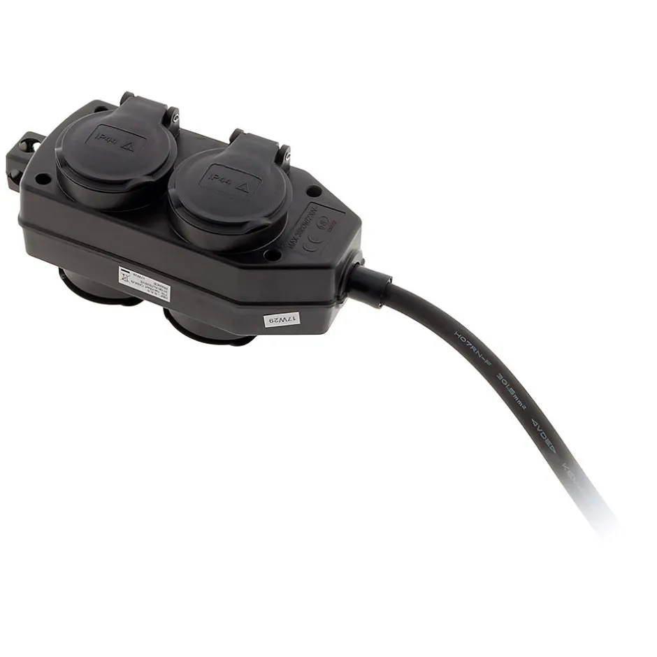 Boîtier de dérivation 4 prises IP44 5m - Noir --Zenitech Sale