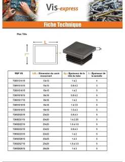 Bouchon carré 50X50 épaisseur tole du tube 3 à 5 Polyethylène noir - 50 pièces-Vis Express Discount