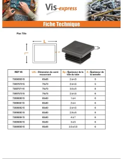 Bouchon carré 16X16 épaisseur tole du tube 1 à 2.5 Polyethylène noir - 1 pièce-Vis Express Hot