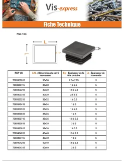 Bouchon carré 95X95 épaisseur tole du tube 3.5 à 5.5 Polyethylène noir - 1 pièce^Vis Express Discount