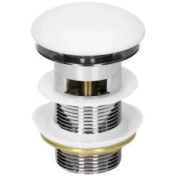 Bouchon de vidange H109mm blanc universel pop-up pour lavabo avec trop-plein joints inclus-Luxebath Hot