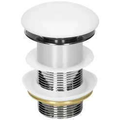 Bouchon de vidange H109mm blanc universel pop-up pour lavabo sans trop-plein avec joints-Luxebath Best