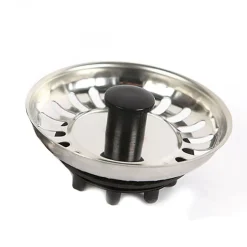 Bouchon d'évier avec caoutchouc, finition chromée polie, en acier-Kibath Hot